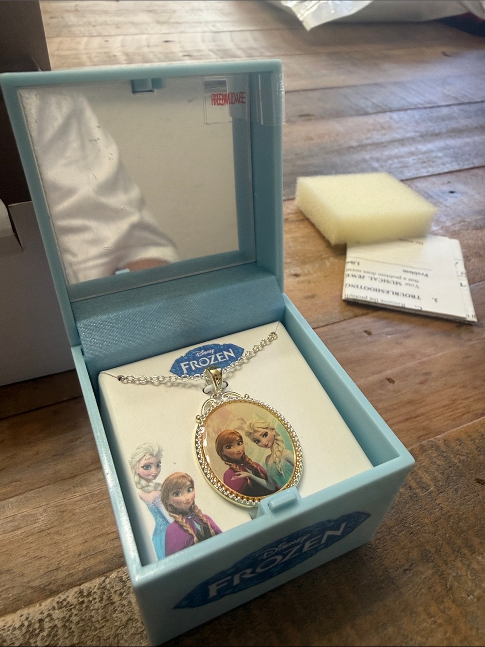 NWT Disney Frozen Anna and Elsa Gold-Tone Pendant Necklace